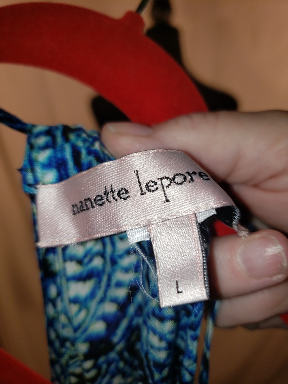 Nanette Lepore pink label with blue patterned fabric Swimsuit Coverup - L - Picture 3 of 5